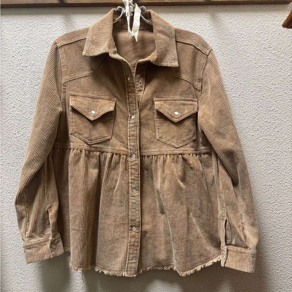 Women’s Corduroy Shirt Jacket Western Pearl Snap Up